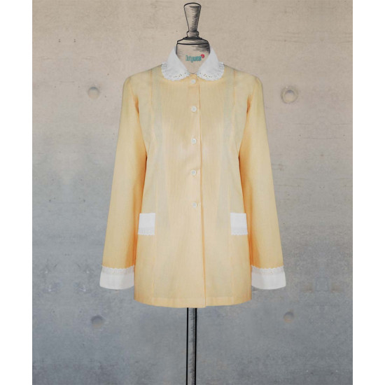 Female Tunic With Round Collar -  Yellow Pinstripes