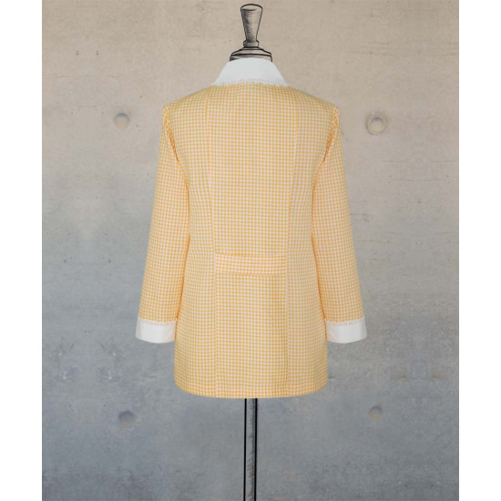 Female Tunic With Round Collar - Yellow Checks