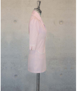 Female Tunic With Shawl Collar - Baby Pink Stripes