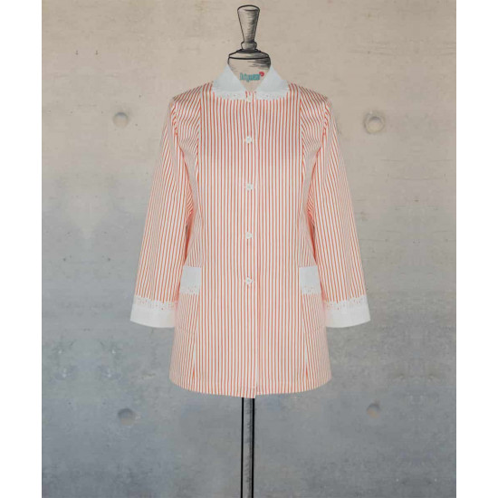 Female Tunic With Round Collar - Orange Stripes