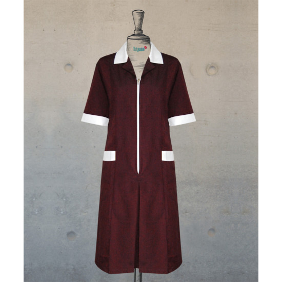 Dress - Zippered -  Dark Wine