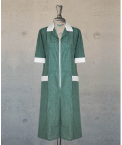 Dress - Zippered -  Green Checks