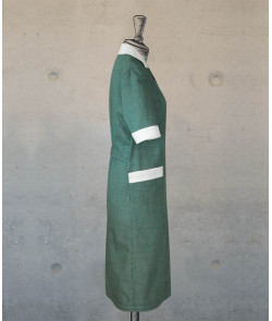 Dress - Zippered -  Green Checks