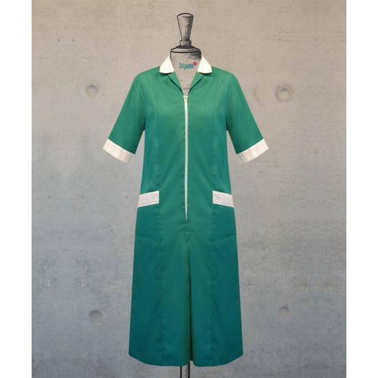 Dress - Zippered -  Green