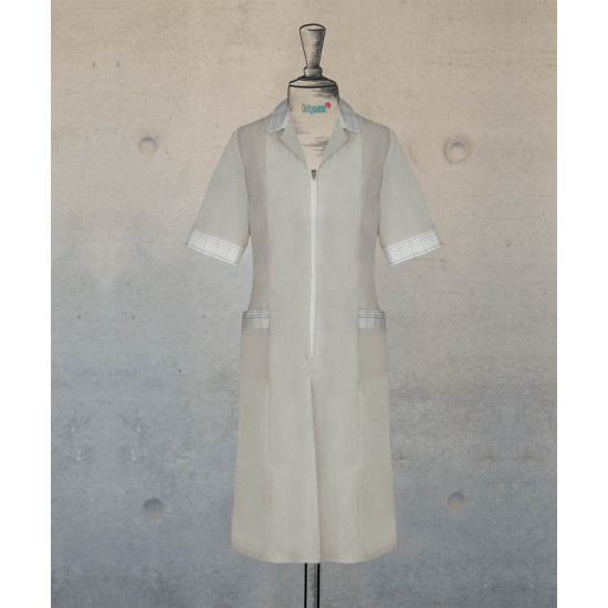 Dress - Zippered - Light Beige