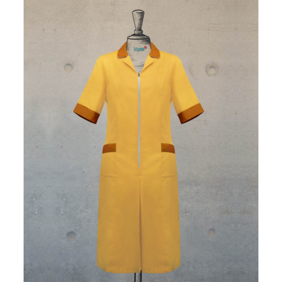 Dress - Zippered -  Light Mustard