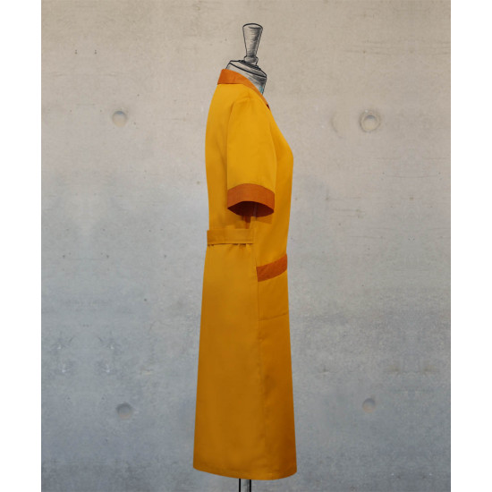 Dress - Zippered -  Mustard