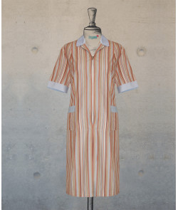 Dress - Zippered - Terracotta stripes