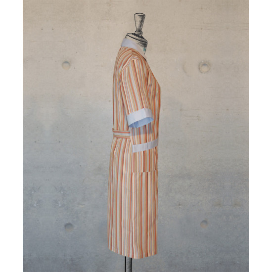 Dress - Zippered - Terracotta stripes