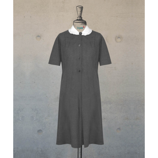 Dress With Round Collar  - Dark Grey