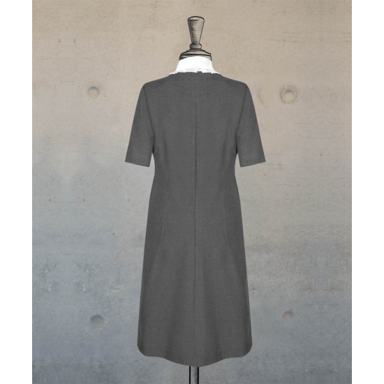 Dress With Round Collar  - Dark Grey