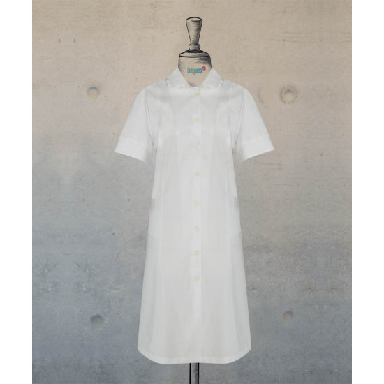 Dress With Round Collar  - White