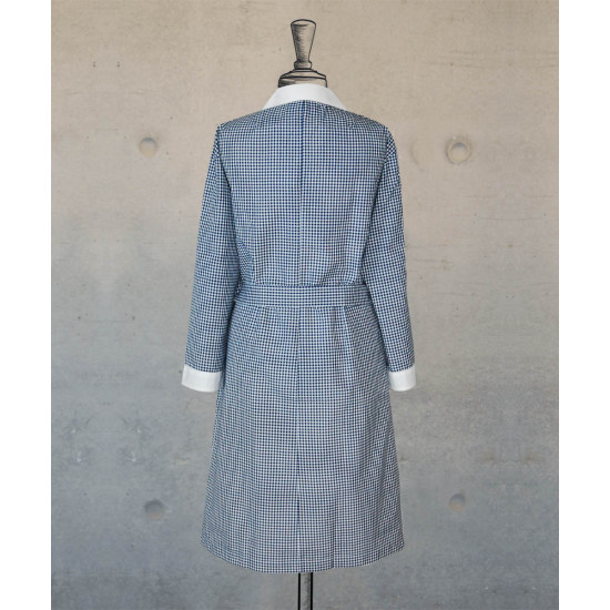 Dress - Navy Checks - Long Sleeves