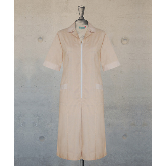 Dress - Zippered - Beige