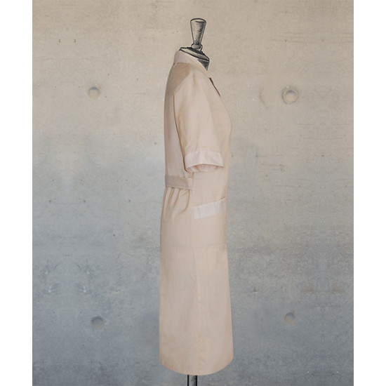 Dress - Zippered - Beige