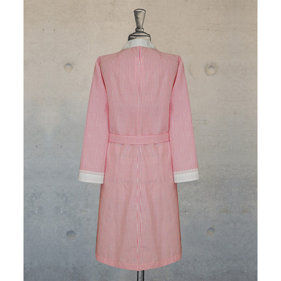 Dress - Pink-White Stripes - Long Sleeves