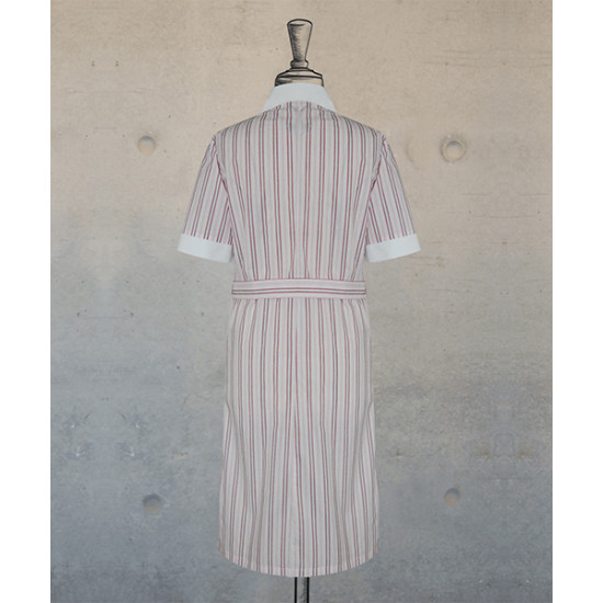 Dress - Zippered -  Pink-Red Stripes