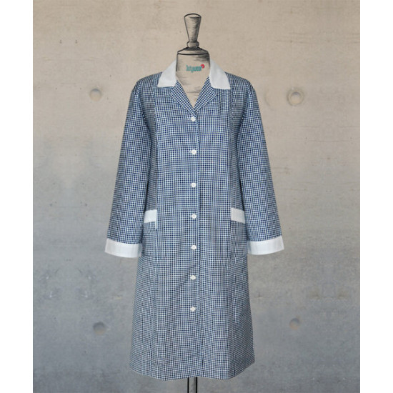 Dress - Navy Checks - Long Sleeves