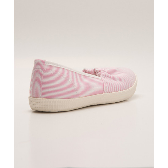 Female Canvas Shoes - Pink Pinstripes